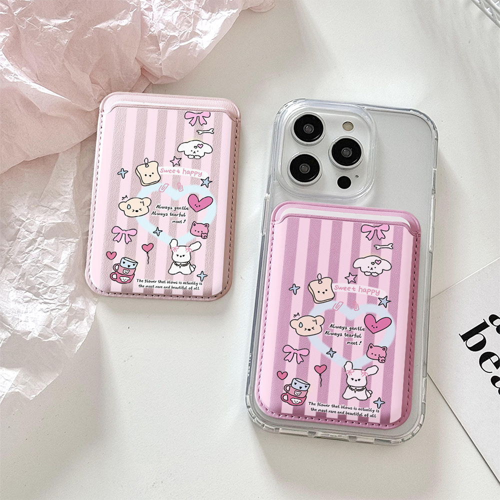 Phone Accessories Items - Cute Girly Sketch Style Leather Phone