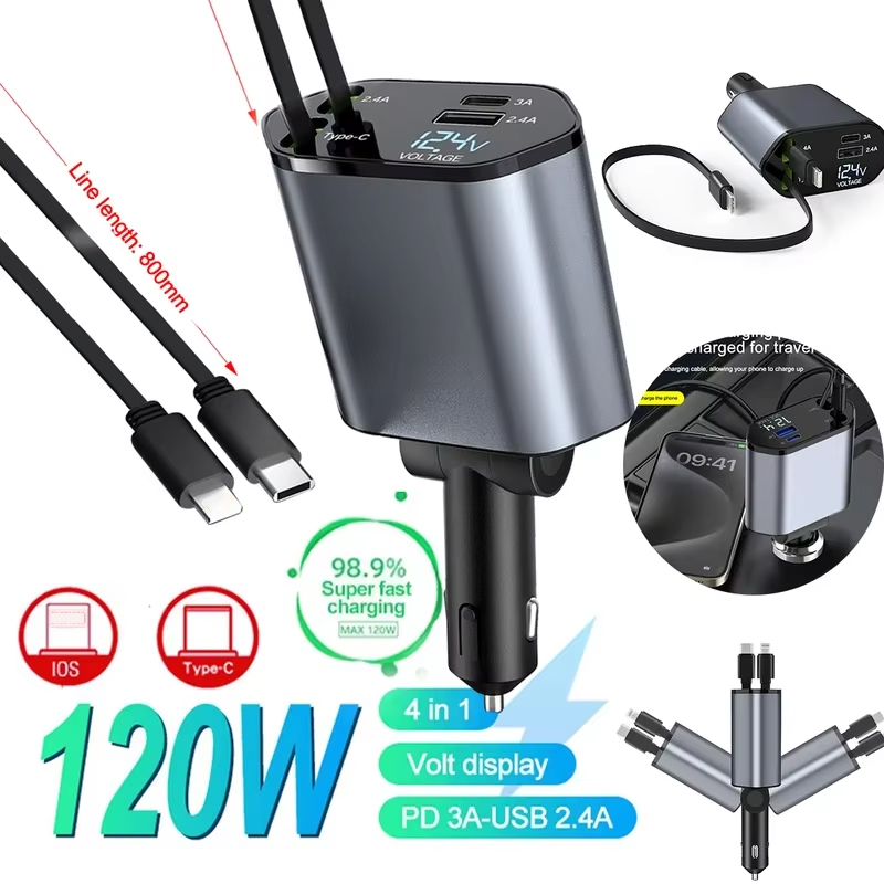 120W 4 in 1 retractable car ch – Fast Charging Cable Bewertung und Preis